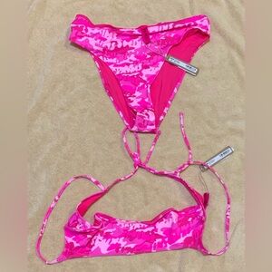 SKIMS Large Pink Camouflage Bikini Set